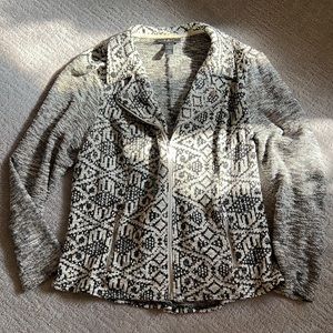 Style & Co Macys XL Jacket Black Cream Geometric pattern Comfy!